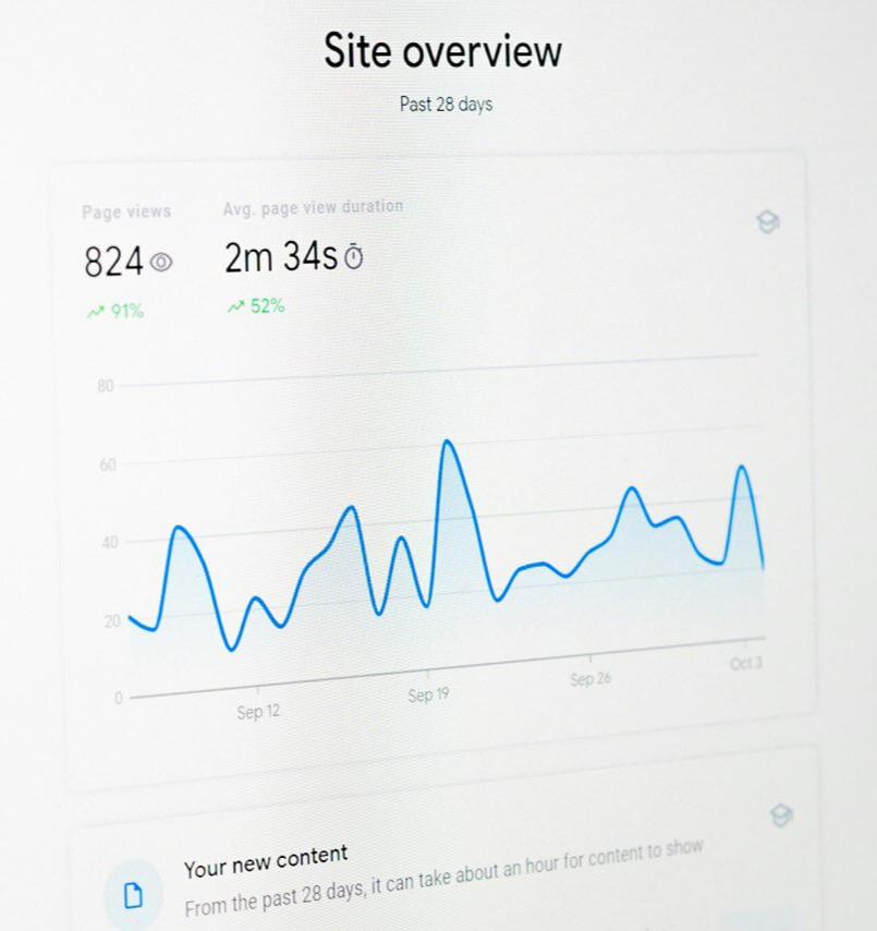 Website Analytics - Performance Overview Analytics dashboard showing visitor growth and engagement trends over time
